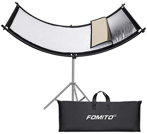 Fomito 178 cm x 65 cm Photo Studio Reflector/Difusor, reflector de luz 4 en 1 para fotografía, iluminación de retratos, grabación de películas, negro/blanco/oro/plata