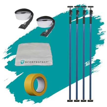 Scorprotect® Staubschutzwand Set Renovierung Höhe 3,60 m x Breite 5,00 m mit selbstklebenden Reißverschlüssen