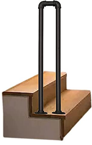 Barandilla de Escalera para Peldaños Interior Exterior en Forma de U Antideslizante de Hierro forjado de la escalera Baranda,para Villa Hotel Jardín,Negro (85CM)