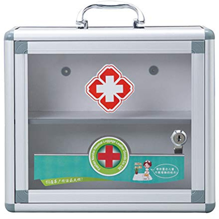 BSTCAR Armoire à pharmacie avec serrure, boîte de rangement à médicaments portable, transparente, verrouillable, armoire médicale, armoire de premiers secours à fixation murale