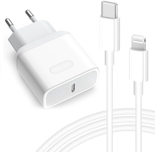 Caricatore iPhone 20W - Certificato Apple MFi - Caricabatterie Rapido USB C con Cavo Lightning 2M Alimentatore a Ricarica Rapida PD 3.0 per iPhone 13 Pro Max 13 12 SE 11 XR XS X 8 Plus iPad