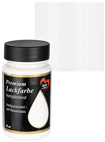 Ideen mit Herz Peinture laquée de qualité supérieure - Haute brillance - 90 ml - Idéale pour le bois, le polystyrène, le plastique, le verre, la céramique (blanc)