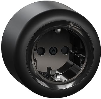 Schneider Electric Elso runde Steckdose, 1-fach, Berührungsschutz, Aufputz, Renova, 16A - 250V AC, schwarz, Artikelnummer WDE015976