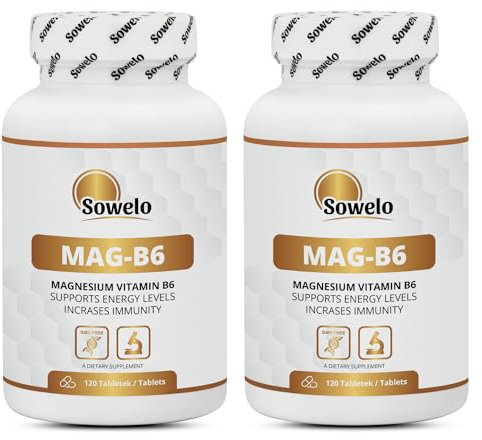 Sowelo MAG B6 - Magnesium + Vitamin B6 I Ergänzt den Magnesium und Vitamin B6 Spiegel in der täglichen Ernährung I Ohne unerwünschte Zusätze I 120 Tabletten (2-Pack)