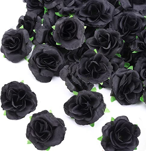 Yinsun 50pcs Mini Black Roses, 1.57 Silk Artificial Flower Heads