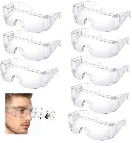 MINZHI Lot de 8 lunettes de protection, lunettes de protection, lunettes de protection transparentes, anti-buée, anti-ultraviolet, adaptées à diverses expériences, ateliers, vélos, etc.