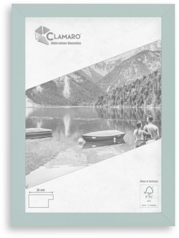 CLAMARO Collage bildram 70 x 130 handgjorda enligt mått | gråblå | modern fyrkantig MDF träram inkl. akrylglas, bakvägg och hängare (liggande och stående format)