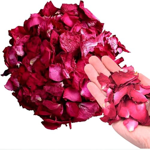 QEXUJOW Confettis Confettis de fleurs de mariage 100g, pétales de roses séchés naturels, confettis de roses biologiques pour proposition d'anniversaire, célébration de fête