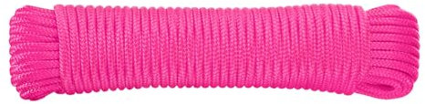 sourcing map Solid Braid Nylon Rope 3/16 Inch 50 ft Multipurpose Polypropylene Utility Rope Cord Line for Camping Flag Pole Knot, Pink