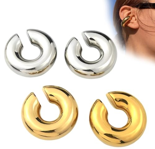 ZUWIJEQ Orecchini a Clip in Oro Non Penetranti, Ipoallergenici per Donna