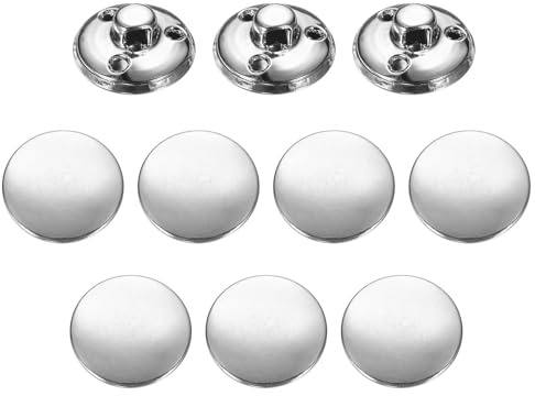 QUARKZMAN 10pz Pulsante Metallico Anticato 18mm Pulsante Metallico Rotondo in Ottone per Sostituzione Pulsante per Uomo Donna Blazer Giacca in Lana Camicia Giacca Cucito Artigianale, Argento