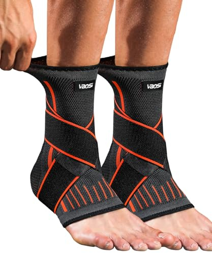 Kuzimua 2 stycken justerbart ankelbandage & ankelbandage, bandage fotled och fotbandage för plantar fasciit, hälsenan, sport | ortopedisk universell vänster/höger (2 x orange, XXL)