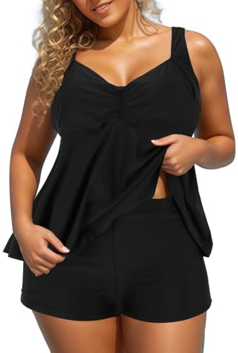 Generico Tankini dam två delar vadderad BH plus storlek tankini tvådelad push-up strandkläder sommar baddräkter strand kurvig baddräkt dam elegant simtopp och shorts
