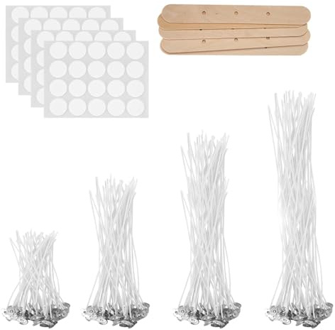 200 Pcs 5/10/15/20Cm Cotton Pre Waxed Candle Wicks ,Wicks For Candle Making | Candle Wicks For Making Candles ,With 5 Wick Holders And 4 Dot Stickers Sheets For Candle Making, Diy Candle Crafts