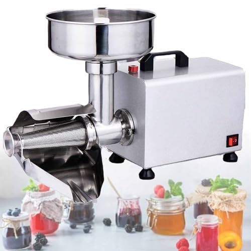 Moulin à Tomates éLectrique Presse Passoire électrique, fraiseuse commerciale, machine à sauce, presse-agrumes, aliments et acier inoxydable, parfaite pour la mise en conserve des purées