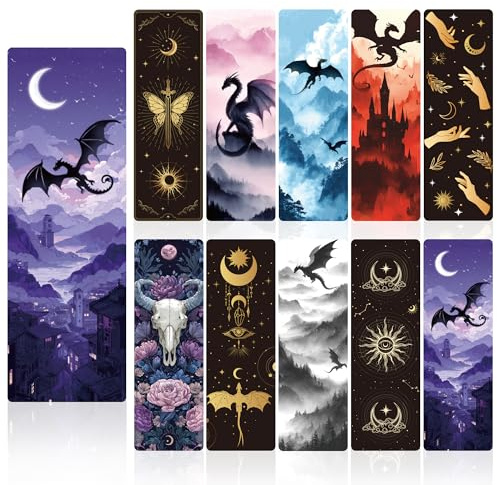Zaamwoyy Dragon Fantasy Bookmarks Gifts, 100PCS Gothic Mystical Bulk Paper Reading Bookmarks Set, Cardstock with Matte Lamination, Cool Book Mark Gifts for Readers and Fantasy Lovers