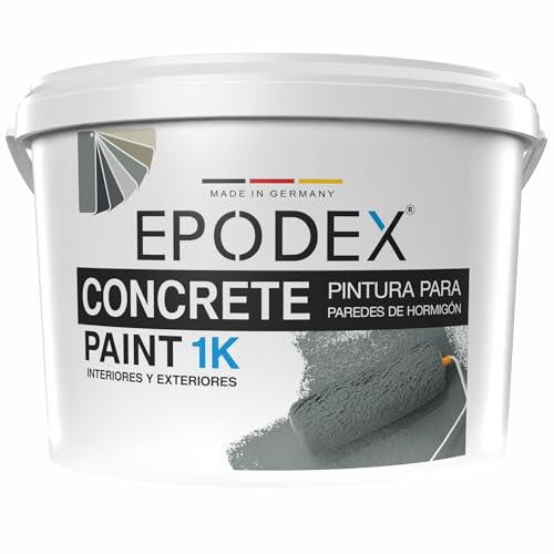EPODEX Pintura para hormigón 1K, Pintura para paredes y suelos, resistente a rayos UV y abrasión, Interior y exterior sin agua constante, 1kg (8m² por capa) - Verde musgo - Pastel