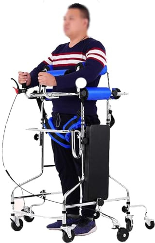 8-Wheel Anti-Tilt Walking Aid, Adjustable Height for Elderly and Disabled, Hemiplegia Rehabilitation Standing Frame, Supports Up to 220 Pounds