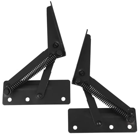 Beavorty 1 Pair Spring Loaded Cabinet Lift-up Door Hinges 85-Degree Vertical Folding Spring Support for Sofa, Wooden Box, and Folding Bed Hardware