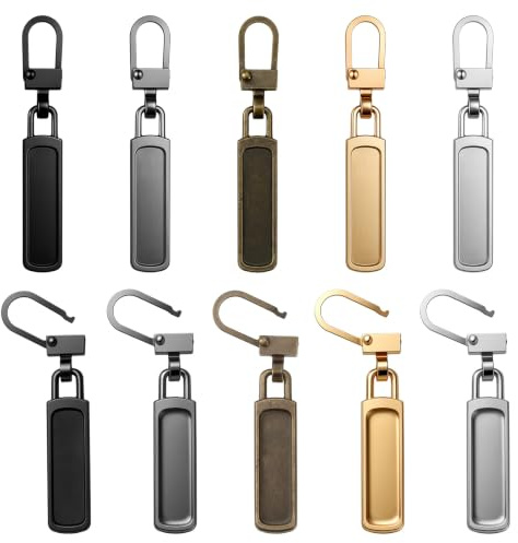 10 Pcs Zipper Pull Replacement for Small Holes Upgraded Zipper Tags Cord Pulls Detachable Zippers Pull Tab Replacement Universal Zippers Slider Handle Mend Kit for Clothing Luggage Boots Purses