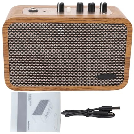 Huairdum Amplificatore per Chitarra, Amplificatore per Chitarra Elettrica da 10 W, Portatile Wireless in Legno con Ingresso da 6,35 Mm, modalità a 2 Toni e Bluetooth, Ideale per Performance Ed