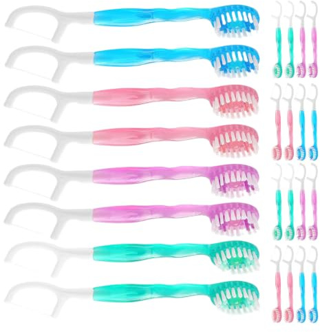 UKCOCO Trousse de Soins Bucco-dentaires de Voyage 24pcs avec Brosses à Dents Jetables en Plastique Souple et Bâtonnets Dentaires pour Adultes Nettoyage Interdentaire Doux