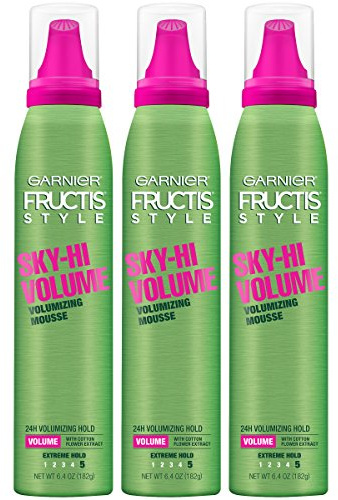 Garnier Fructis Style Sky-Hi Volume Mousse, Extreme Hold, 6.4 Oz, 3 Count (Packaging May Vary)