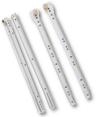 Euro Tische 1 Paar Rollschubführungen 55 cm | Schubladenschienen weiß lackiert Teilauszug aus Stahl | Belastbar bis 20 kg | Leiser Rollauszug für Küchen-, Büro-, Werkstatt- und Wohnmöbel