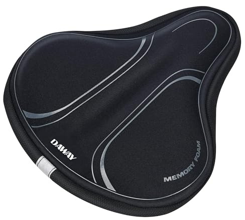 DAWAY Memory Foam Bike Seat Cover - C3 Extra Soft Pad Most Comfortable Exercise Bike Saddle Cushion for Women Men, Fit for Peloton, Stationary, Indoor Bicycles, Mountain, Road Outdoor Bycicle