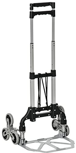 DURHAND Carrello Portapacchi a 6 Ruote max 70 kg con Fune e Maniglia Estraibile, Carrello Pieghevole in Alluminio, PP e TPR, 47x47x100 cm, Nero e Argento