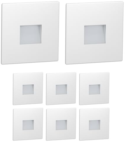 ledscom.de Luminaire d'escalier/encastré mural à 8 LED FOW pour l'intérieur et l'extérieur, downlight, carré, 85 x 85 mm, blanc froid