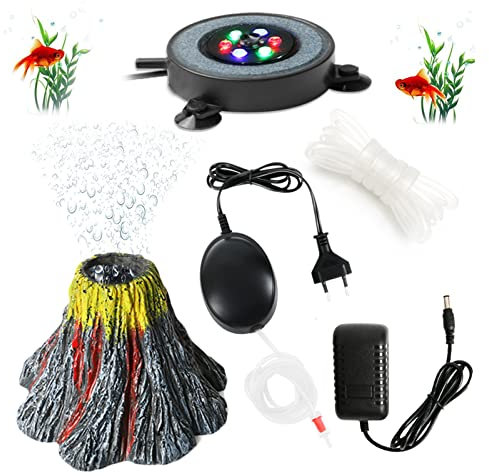 Aquarium Sprudler Stein Sauerstoff Pumpe LED Lighting Aquarium LED für Fische Aquarium Luft Stein Lichtpumpe Luftblase Stein Vulkan Lampe Aquarium Deko