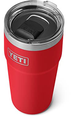 Yeti Rambler 16 oz Stackable Pint, Vacuum Insulated, Stainless Steel with MagSlider Lid, Rescue Red