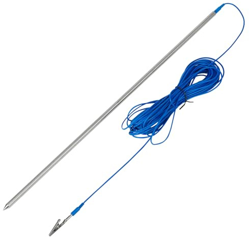 Solid Portable Grounding Rod,304 Stainless Steel Plug Ground Rod Kit With 50ft Copper Wire - for Grounding Mats,Generator,Electric Fences,Antennas,Satellite Dishes (Stainless Steel Plug Ground Rod)