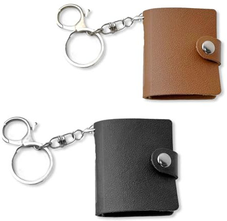 Vordpe 2 mini album fotografico con portachiavi, album fotografico fai da te, piccole tasche personalizzate, accessori per la famiglia, coppie (nero+marrone)