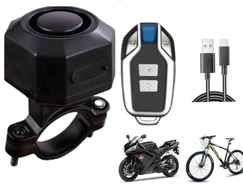 Fahrrad Alarmanlage Fahrradalarmanlagen mit Fernbedienung Drahtlose,113 dB USB-C Wasserdicht Motorrad Fahrrad Tracker Diebstahlschutz Anti-Diebstahl-Vibration Scooter Roller Motorrad/Auto (1PC)