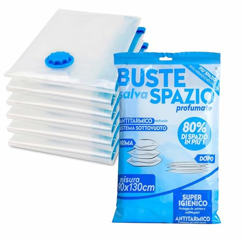 DETERMONDO 8 Sacchetti Sottovuoto Vestiti 80x120cm XXL, Sacchi Sottovuoto Piumoni Salvaspazio Grandi Lenzuola Cuscini Coperte Biancheria Riutilizzabili Profumati da Viaggio 540