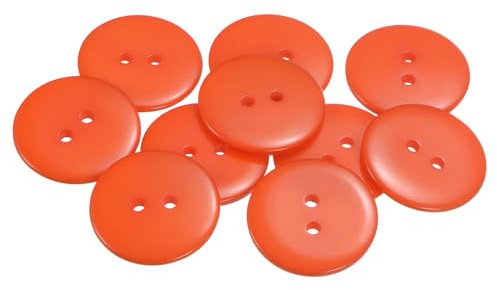 QUARKZMAN 10 Stück Orange Knöpfe 25 mm Große Nähknöpfe 2 Löcher Harz Runde Bastelknöpfe Ersatzknöpfe für Mantel Kleidung Jacke Hemden Blazer DIY Handwerk Scrapbooking Dekoration