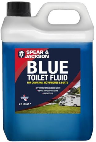 Spear & Jackson Toilet Cleaner Blue Flush for Caravans & Motorhomes, 2.5 Litre, Formaldehyde Free, Blue Fluid