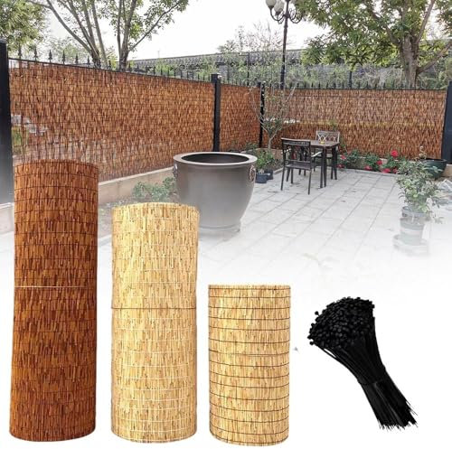 Clôture en Roseau Bambou Naturel, W:50-160cm L: 100-1000cm Brise-Vue Balcon, Clôture De Protection Protection Vent & Soleil, Paillis Terrasse Toit Extérieur