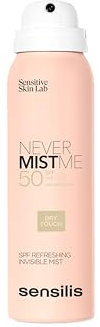 Sensilis - Invisible Never Mist Me SPF50, Brume de Haute Protection en Spray, Protège la Peau des Rayons UVA et UVB, Hydrate et Apaise, Fini Sec et Fixateur, Pour Tous Types de Peaux - 100 ml