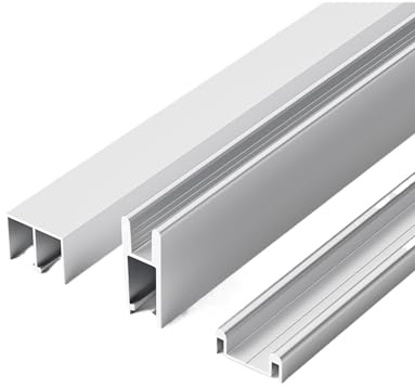 Sistema de rieles de puerta corredera de vidrio para un funcionamiento suave, ideal para vitrinas y estanterías