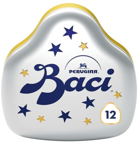 BACI PERUGINA Cioccolatini Fondenti ripieni al Gianduia, Scatola Regalo Latta Bacio 150g