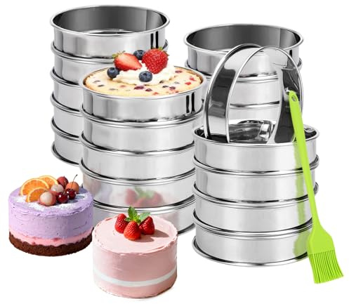 DIYJEP 20 stycken pannkaksform i rostfritt stål, crumpet ringar bakringar, tartelettformar, lätta formbara crumpetsringar, bakringar, tårtring, runda muffinsringar för pannkakor, ägg, muffins (10 cm)