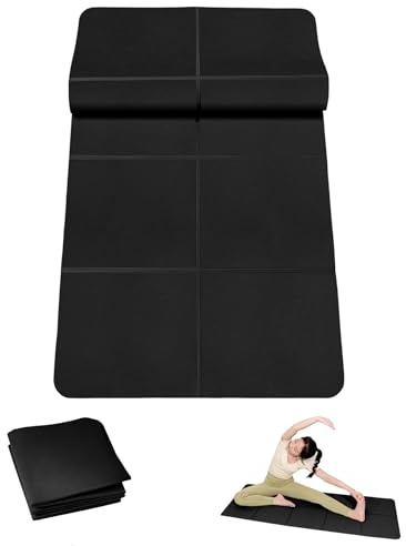 LULUWA TPE Pieghevole Tappetino Palestra, 4mm Viaggi Tappetino da Yoga Double-sided Antiscivolo Leggero Esercizio Pilates Zerbino per Lo Yoga Pilates Allenamenti e Pavimento Esercizi 172x61CM (Nero)