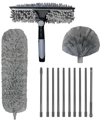 Plumero con mango largo de microfibra de acero extensible tela de araña,Cepillo multifunción ergonómico para pantallas de lámparas Paredes Reinigensuitable