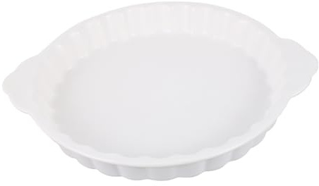 AUTSUPPL Fuente de Blanca con Asas Dobles Anti-scald Bandeja para Hornear Redonda con Acabado Brillante y Superficie Suave Resistente y Segura para Uso Cocina y Horno Doméstico
