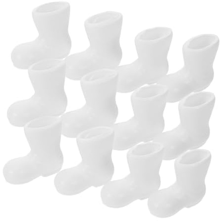 ibasenice 24pcs Mini Santa Boots Christmas Decorations White Plastic Miniature Shoes Xmas Accessories for Dollhouse Ornaments and Holiday Crafting