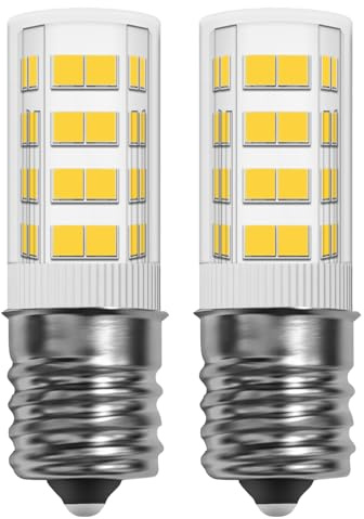 Bonping Confezione da 2 lampadine LED da 4 W T7/T8 tipo E17, AC 200 V-240 V, 400 lm, senza sfarfallio, per congelatore e frigorifero, microonde, cappa di ventilazione, base intermedia E-17 (bianco