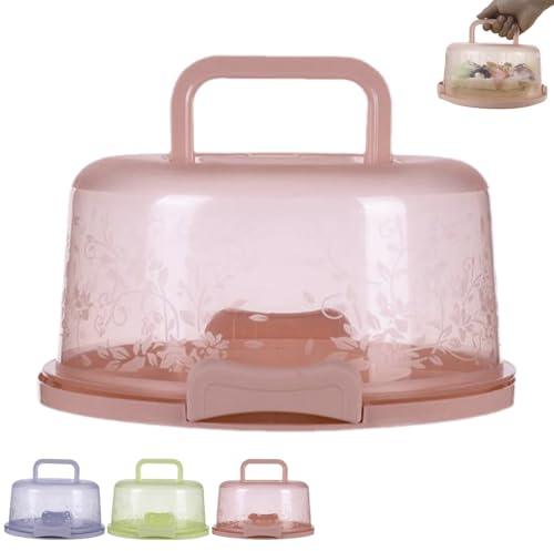 Portador De Pasteles Con Tapa Y Asa, Recipiente Para Guardar Pasteles, Soporte Transparente Para Pastels, cajas Hermética Reutilizable Para Pastels Con Diseño De Hebilla, Para Expositores(Rosa)